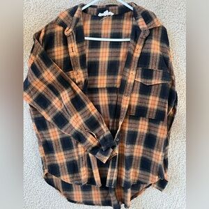 Mocha plaid flannel - oversized fit
